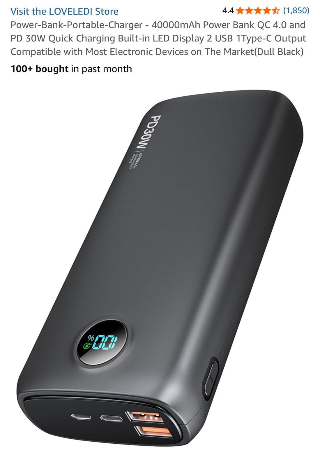 40000mAh Power Bank QC4.0 & PD30W with LED Display (FREE SHIPPING)