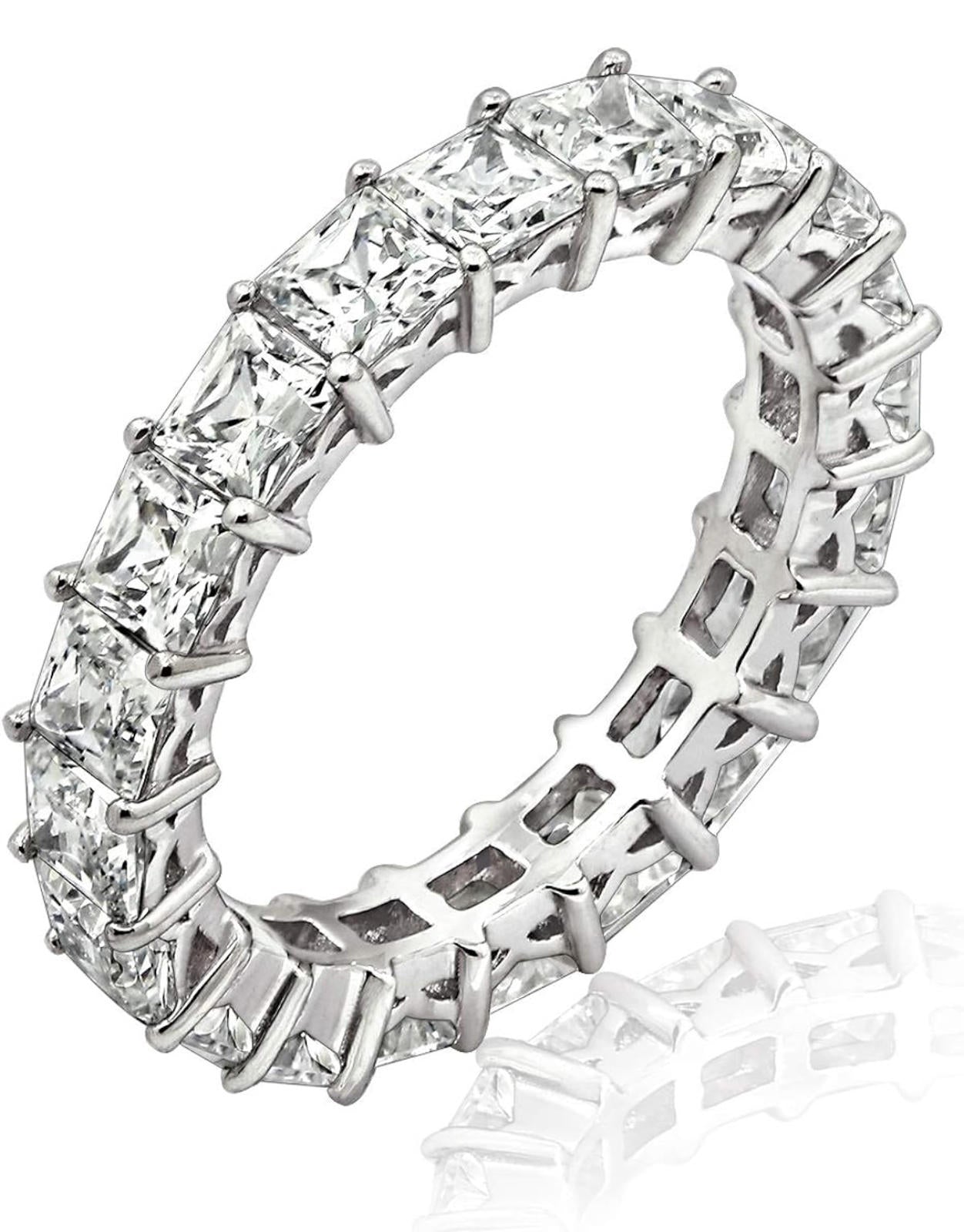 (MSRP $59.99) Sterling Silver Princess Cut All-Around Band Ring (Size 8)