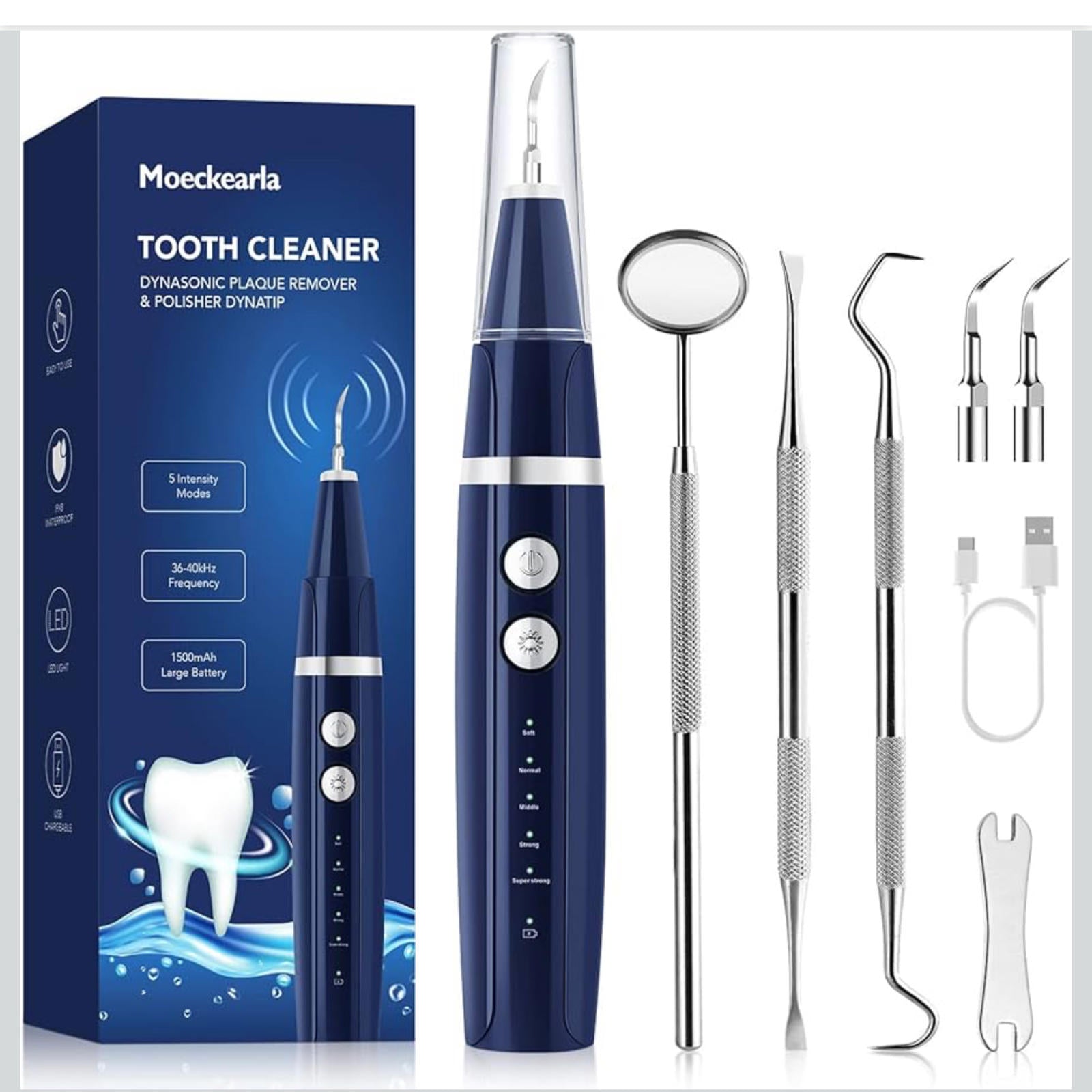 (NEW MSRP $45.99) Electric Teeth Plaque Cleaner Kit – Ultrasonic & USB‑C
