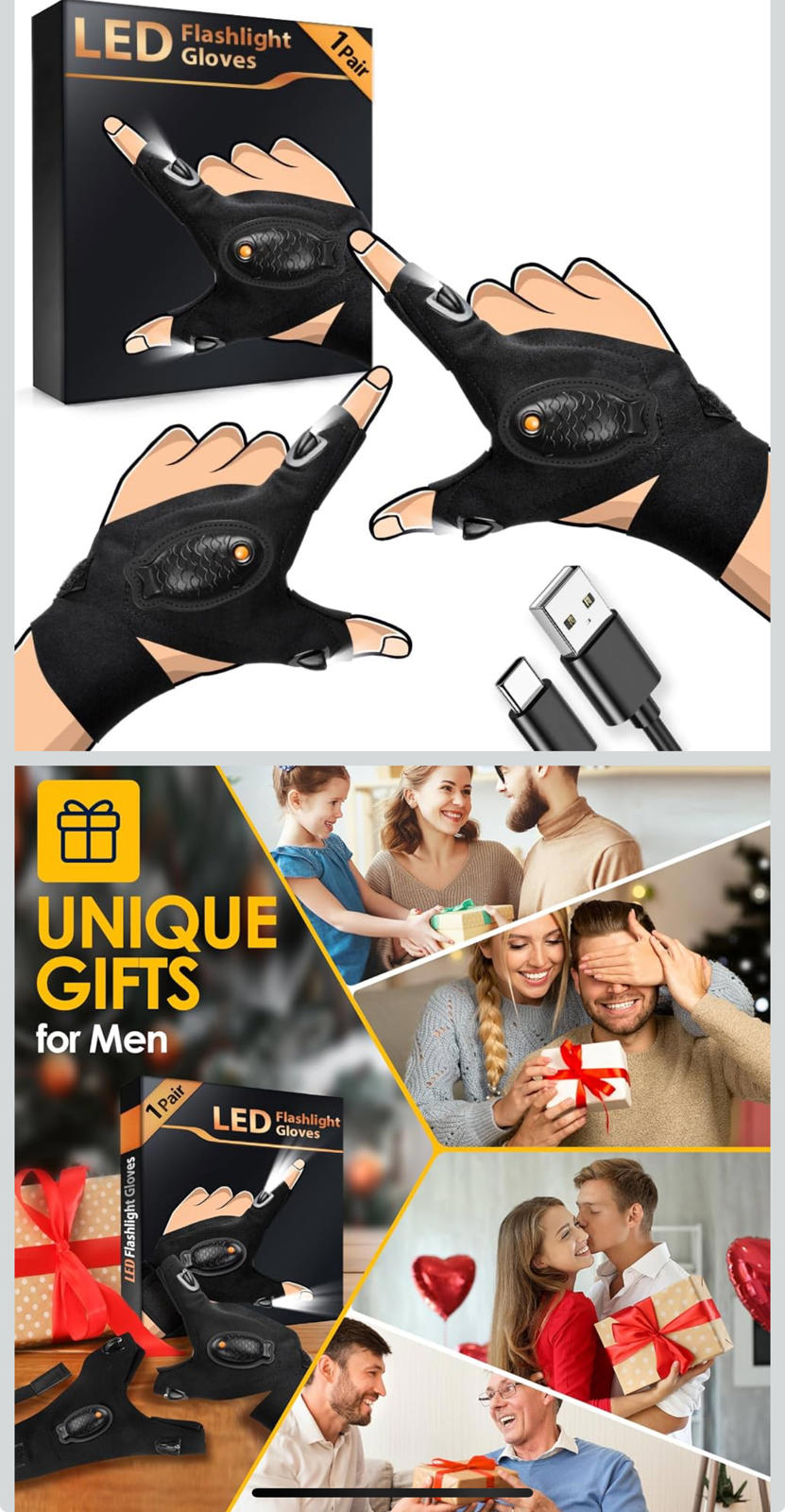 (MSRP $16.99) HANPURE LED Flashlight Gloves – Hands-Free Illumination Gloves
