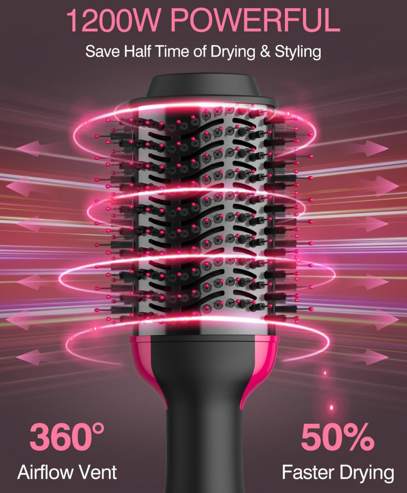 (MSRP $49.99) 4‑in‑1 Hot Air Styling Brush – Dryer, Straightener, Curler, etc