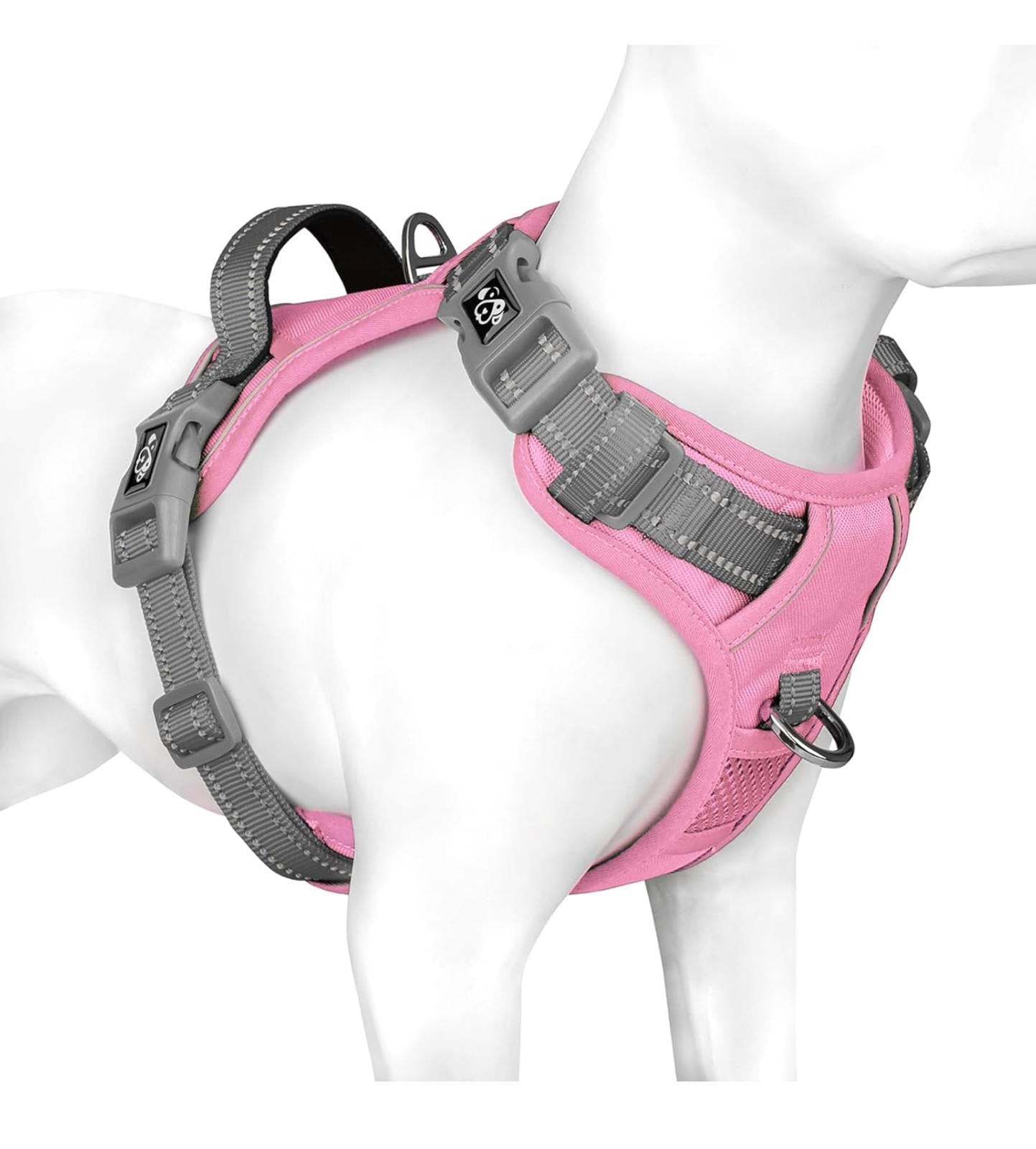(MSRP $29.99) No-Pull Reflective Dog Harness Vest, Baby Pink/Grey, MEskimo