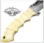 (NEW MSRP $69.99) 9.5” Camel Bone Damascus Tracker Knife– Handmade Outdoor Blade