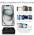 (MSRP $16.99) Phone Power Bank, iPhone & USB-C 5000mAh Switchable Plug (BLACK)