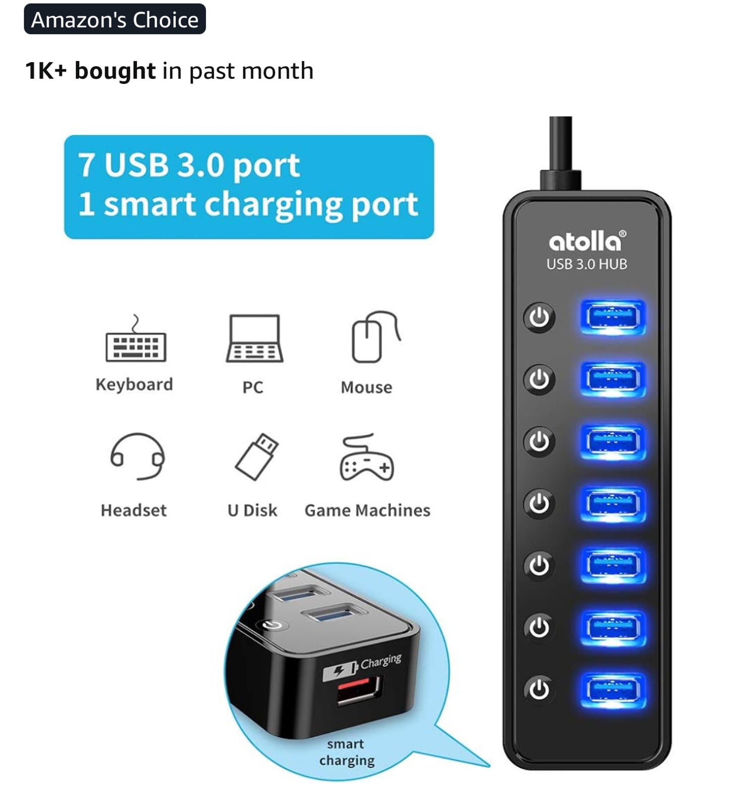 (MSRP $29.99) Sabrent 4-Port USB 3.0 Hub with Individual Power Switches and LEDs
