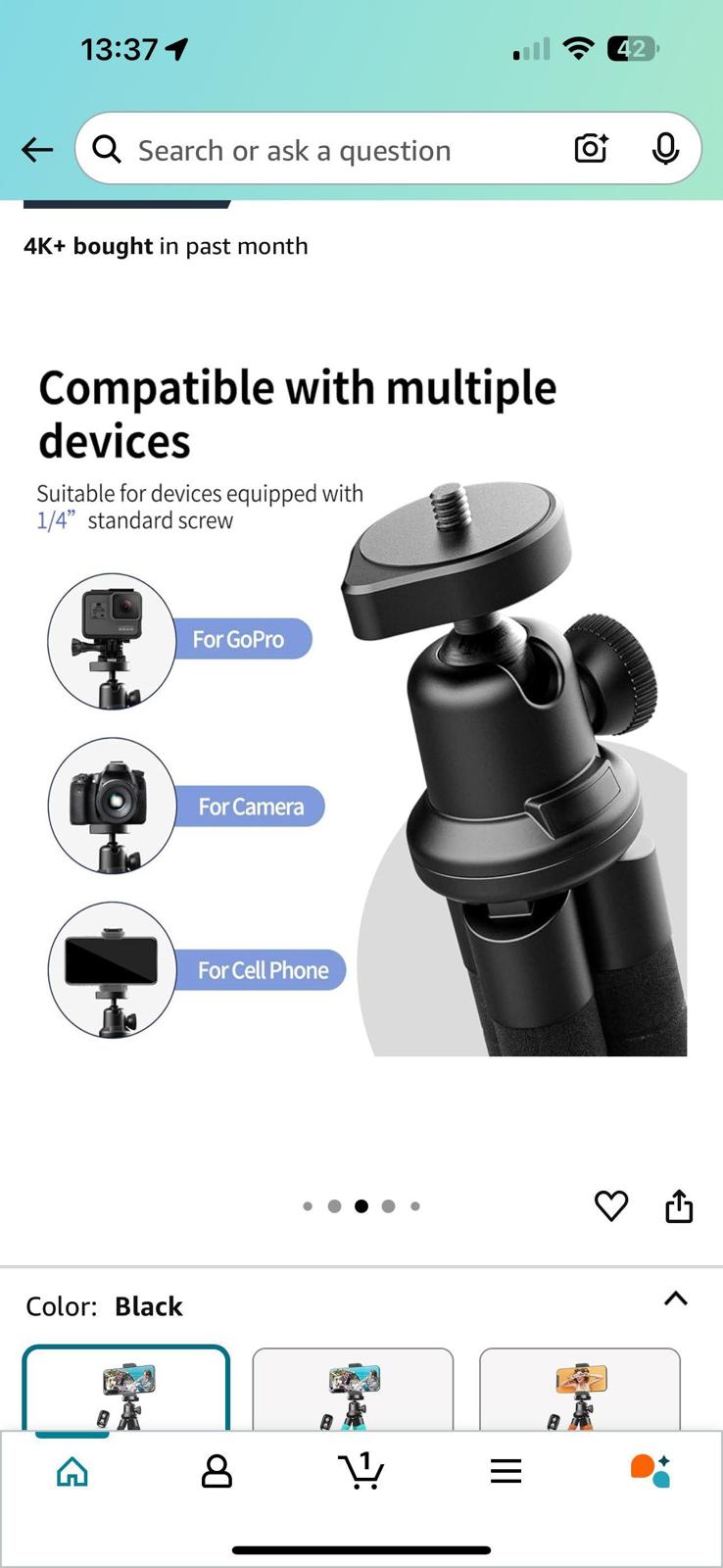 (NEW MSRP $25) Lightweight phone tripod. 87g compact construction