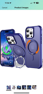 (New) Blue 360° Magnetic Ring for iPhone 16 Pro Max, with Stand and ring holder