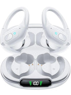 (NEW $49.99) White Wireless Earbuds, Running/Cycling & LED Charge Case