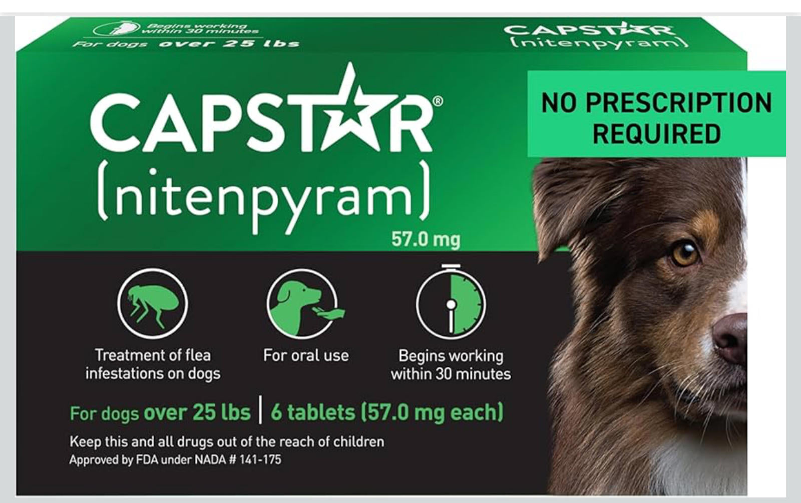 (MSRP $39.97) Capstar Oral Flea Treatment for Dogs Over 25 lbs – 6 Doses