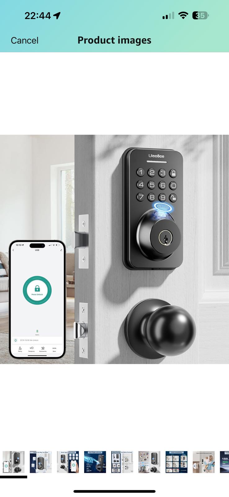 (NEW MSRP $69.99) Fingerprint Keypad Deadbolt with Handle Set, Keyless Door Lock