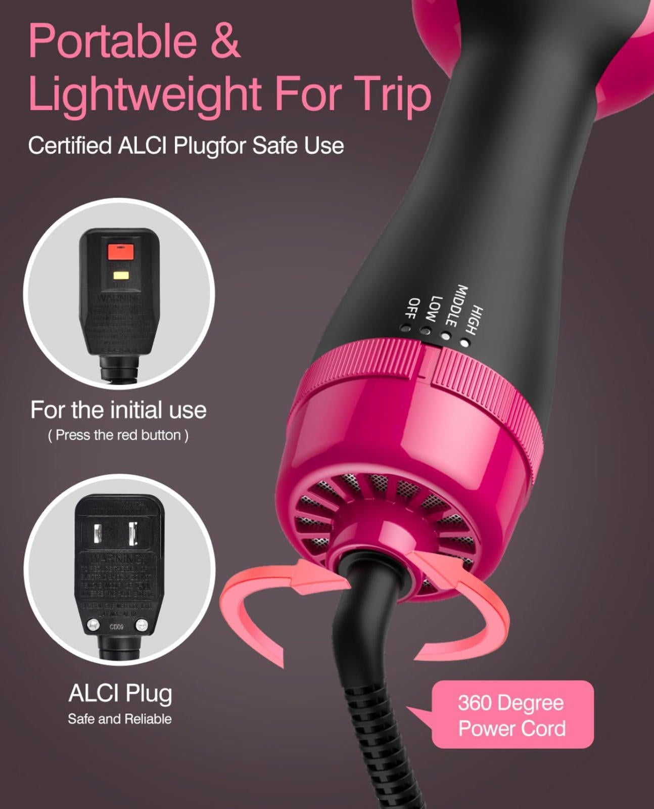 (MSRP $49.99) 4‑in‑1 Hot Air Styling Brush – Dryer, Straightener, Curler, etc