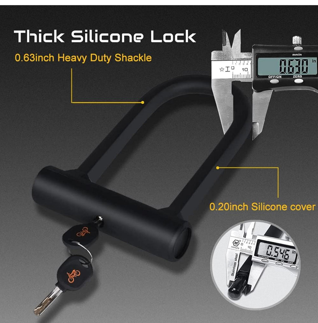 (NEW MSRP $29.99)  Heavy‑Duty Bike U‑Lock with 4′ Flex Cable & Mounting Bracket