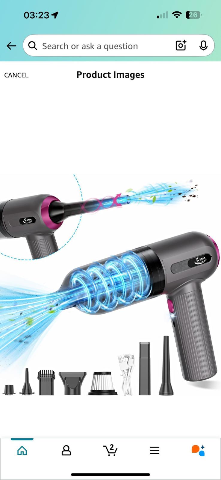 (NEW $39.99) 4-in-1 Handheld Car Vacuum Cleaner, 16000 Pa Suction & LED Light