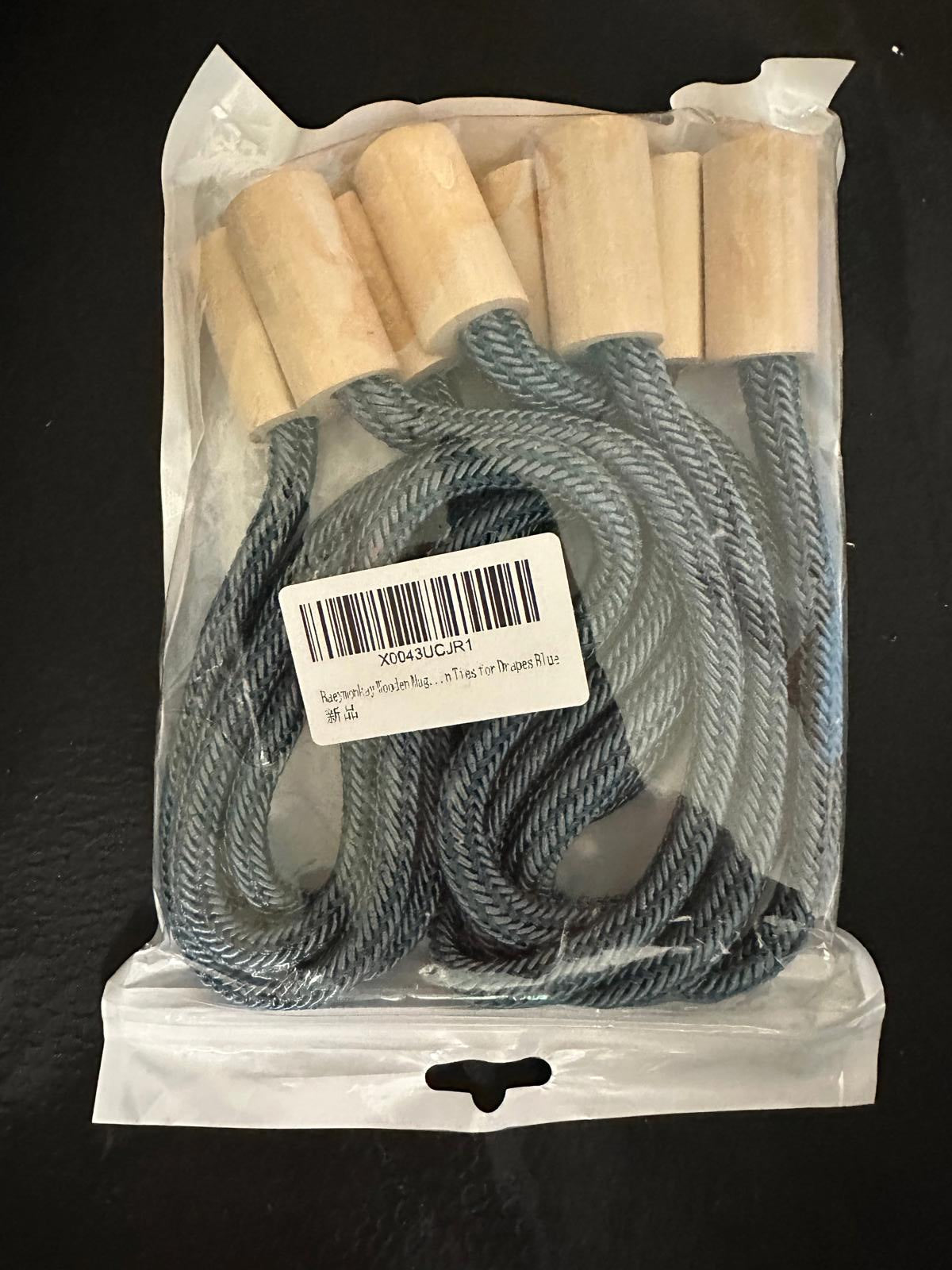 (NEW, MSRP 18.99$) Baeymonkay Wooden Magnetic Curtain Tiebacks 4 Pack, Blue
