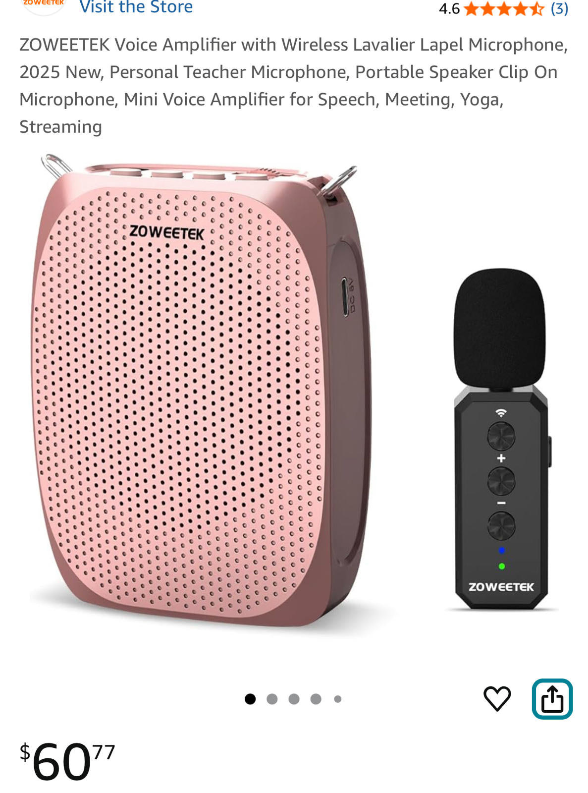 (MSRP $60.77) ZOWEETEK Voice Amplifier with Wireless Lavalier Mic