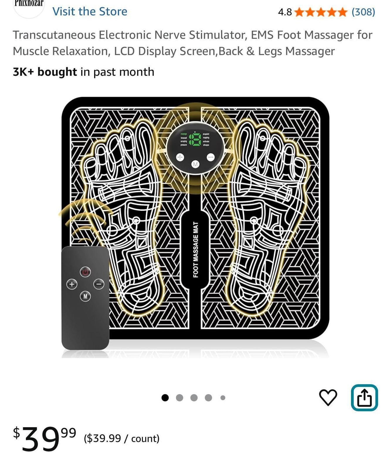 (NEW MSRP $39.99)  EMS Foot Massager TENS, LCD Screen & 2-in-1 Foot/Body Pad