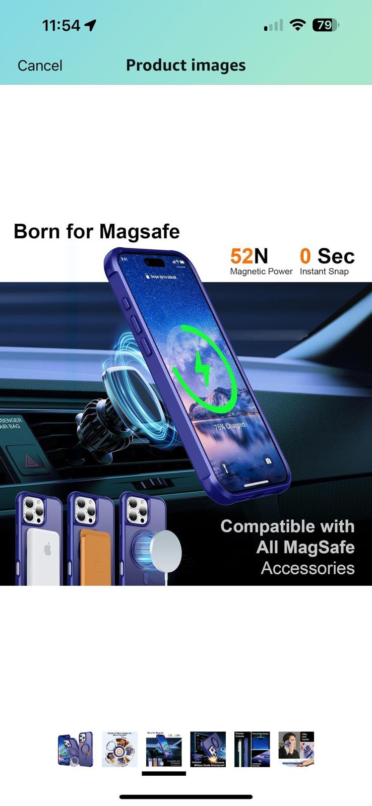 (New) Blue 360° Magnetic Ring for iPhone 16 Pro Max, with Stand and ring holder