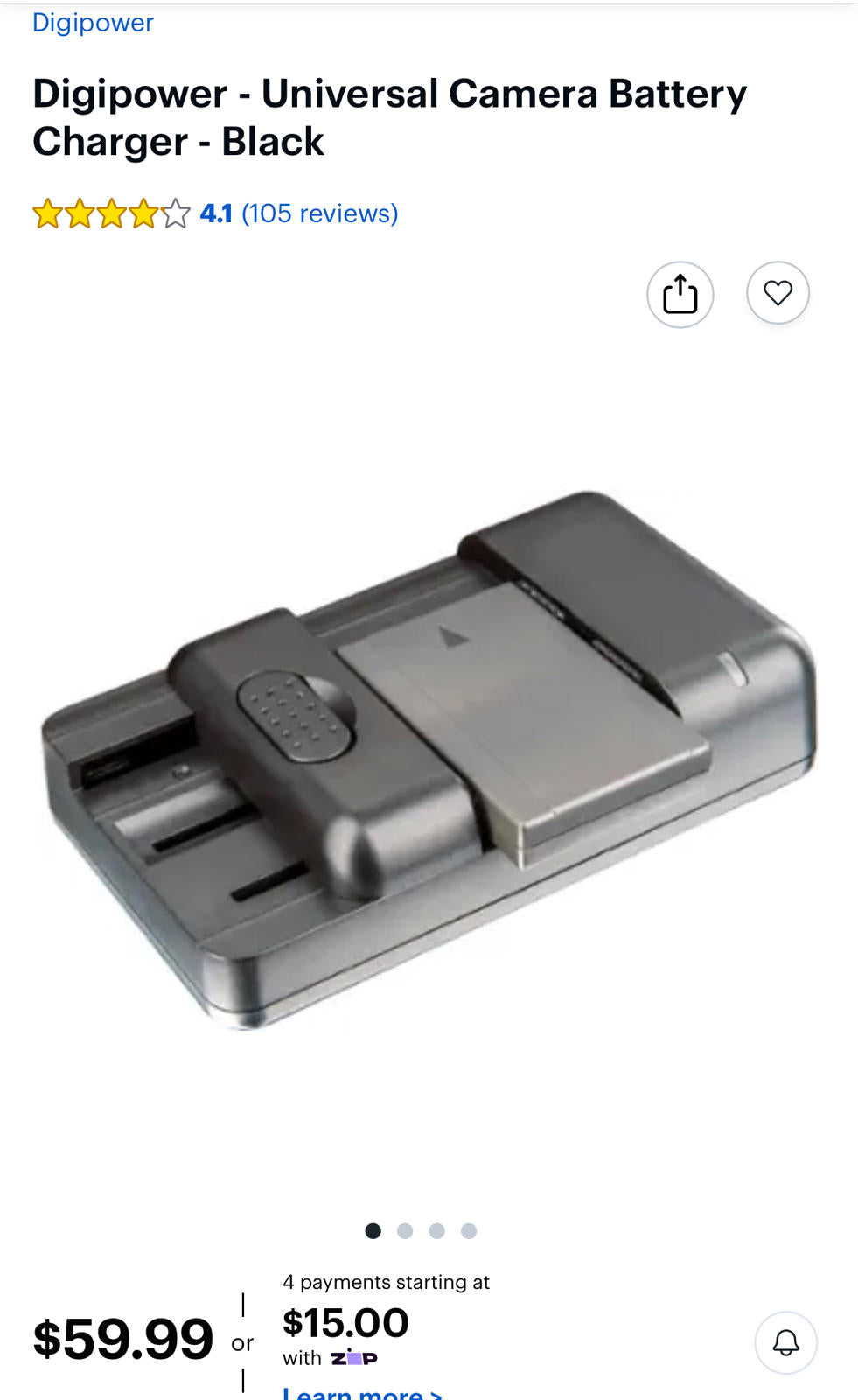 (MSRP $59.99)  Digipower TC‑200 Universal Camera Battery Charger – Travel-Ready