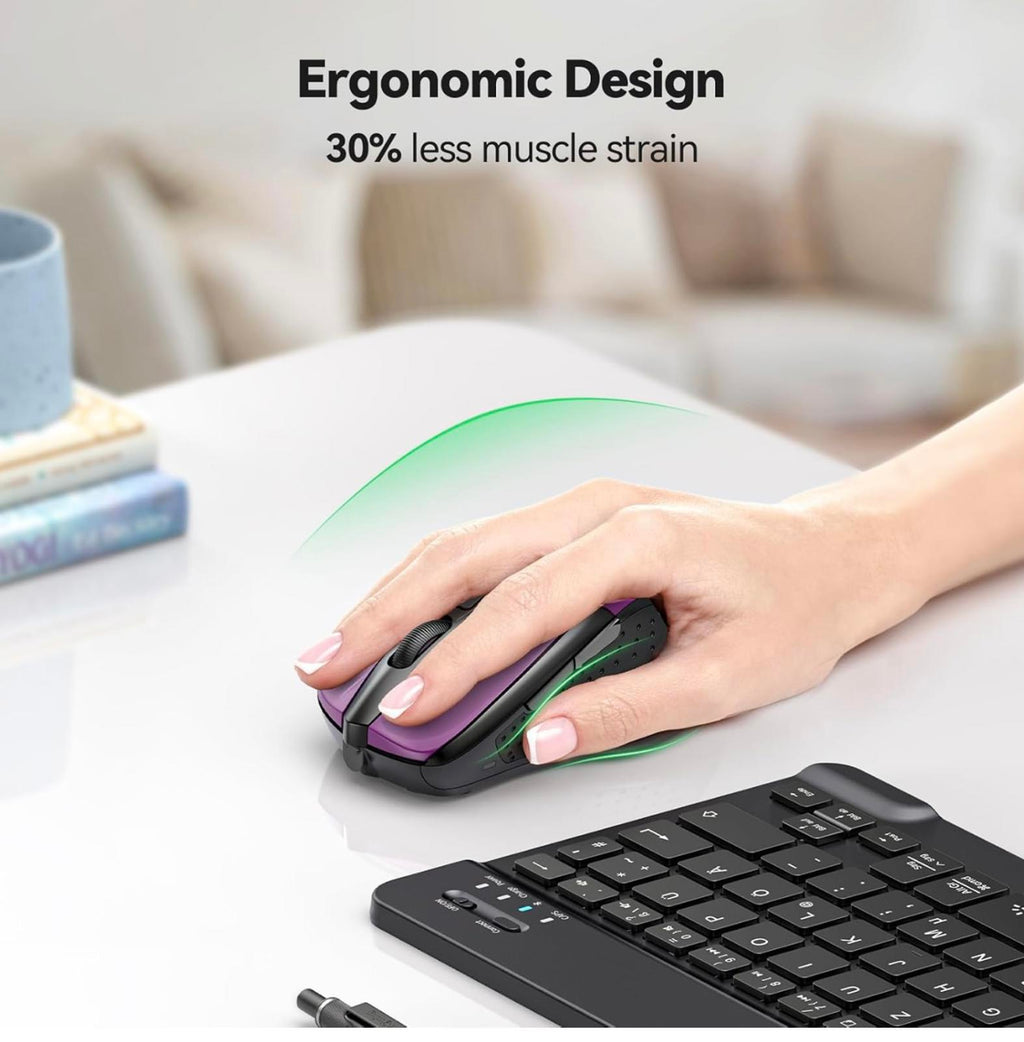 (MSRP $16.98) TECKNET Ergonomic Wireless Mouse – 2.4 GHz, 2600 DPI, 6 Buttons