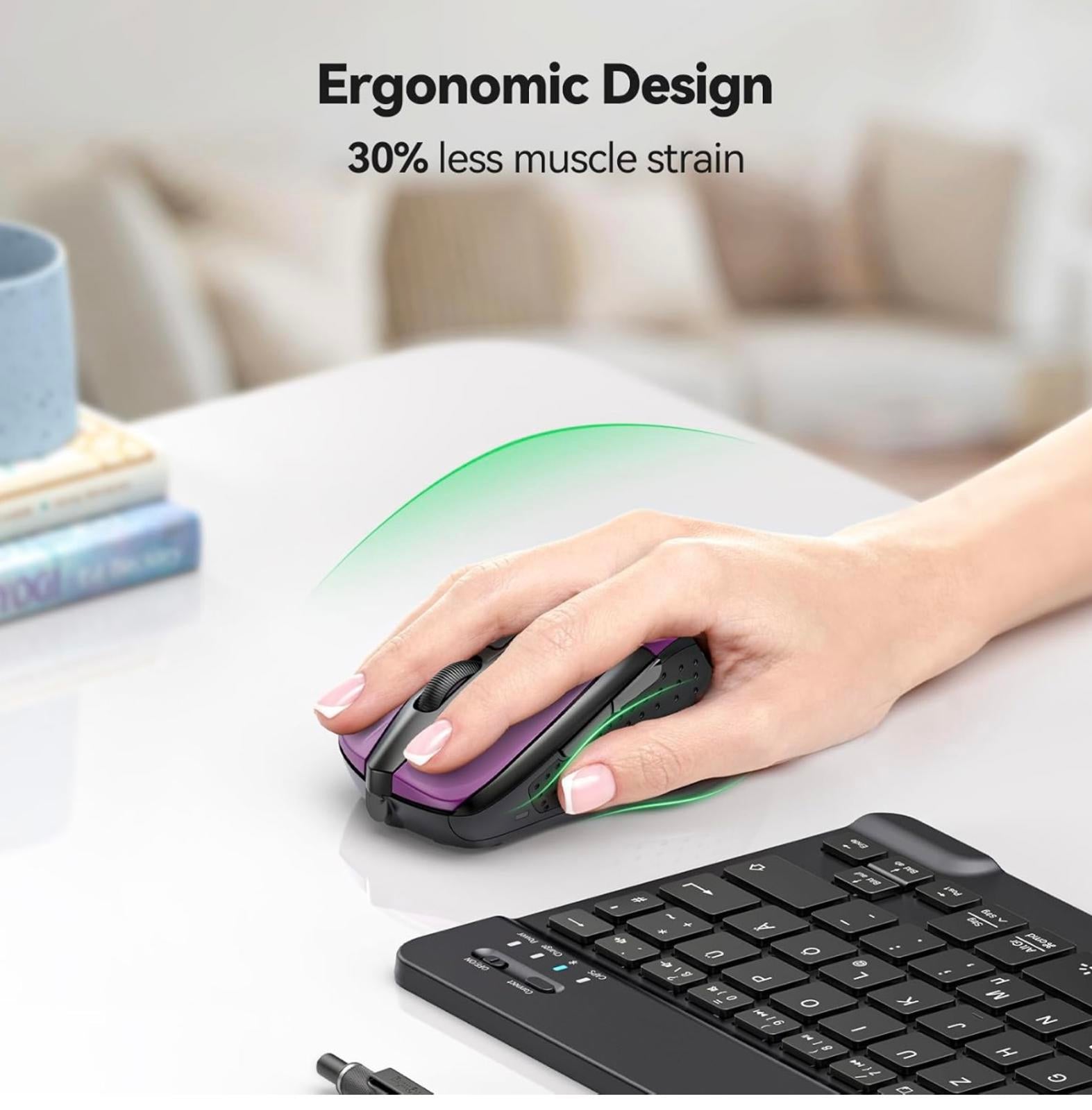 (MSRP $16.98) TECKNET Ergonomic Wireless Mouse – 2.4 GHz, 2600 DPI, 6 Buttons