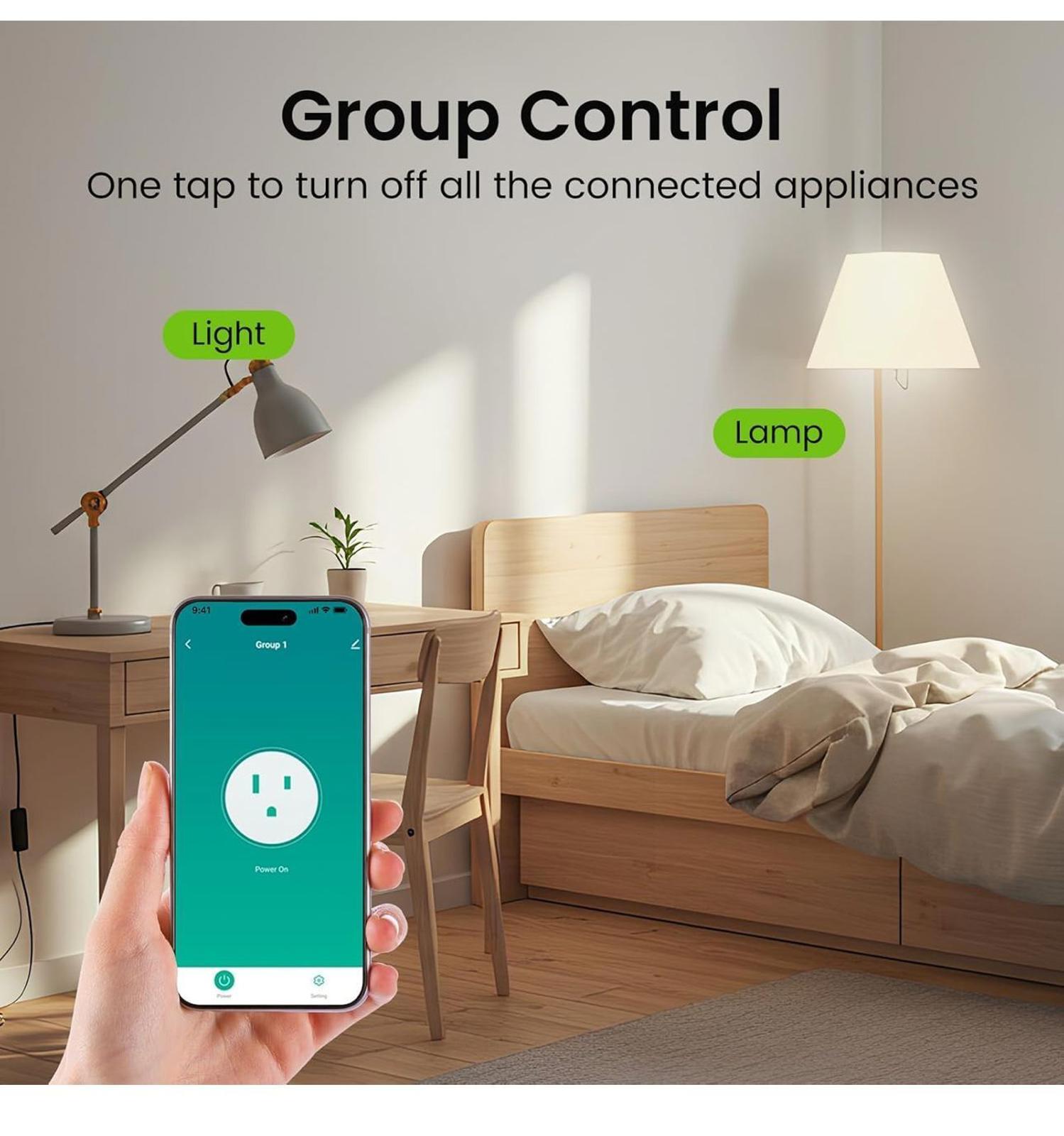 (NEW MSRP $26.39) GHome Smart Mini Plug 4-Pack, WiFi Outlet, Alexa & Google Home