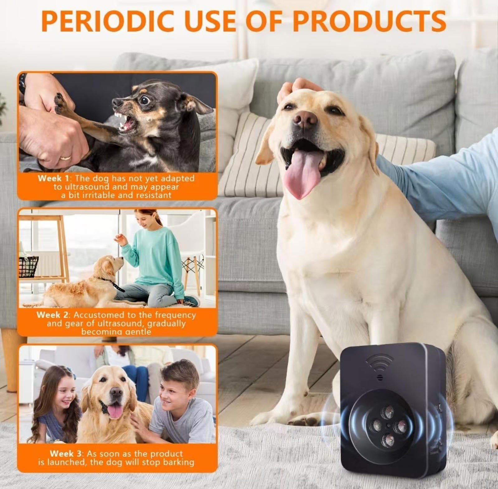 (NEW MSRP $35.99) Ultrasonic Dog Bark Deterrent Device–2 Modes, IPX4 Splashproof