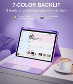 (NEW MSRP $32.28) iPad 10th/11th Gen Keyboard Case (Purple), 7-Color Backlit