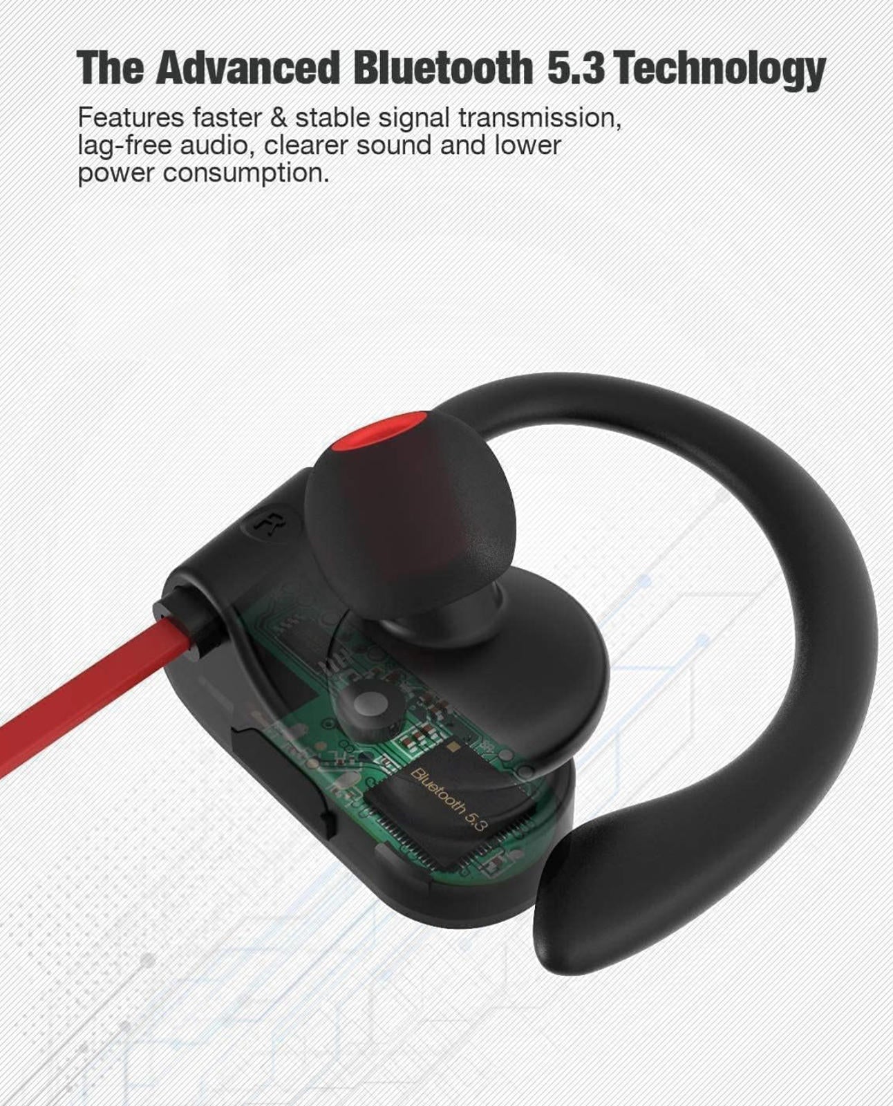 (MSRP $29.99) Otium U8 Bluetooth Earbuds – IPX7 Waterproof, Ear Hooks, 10 H Play