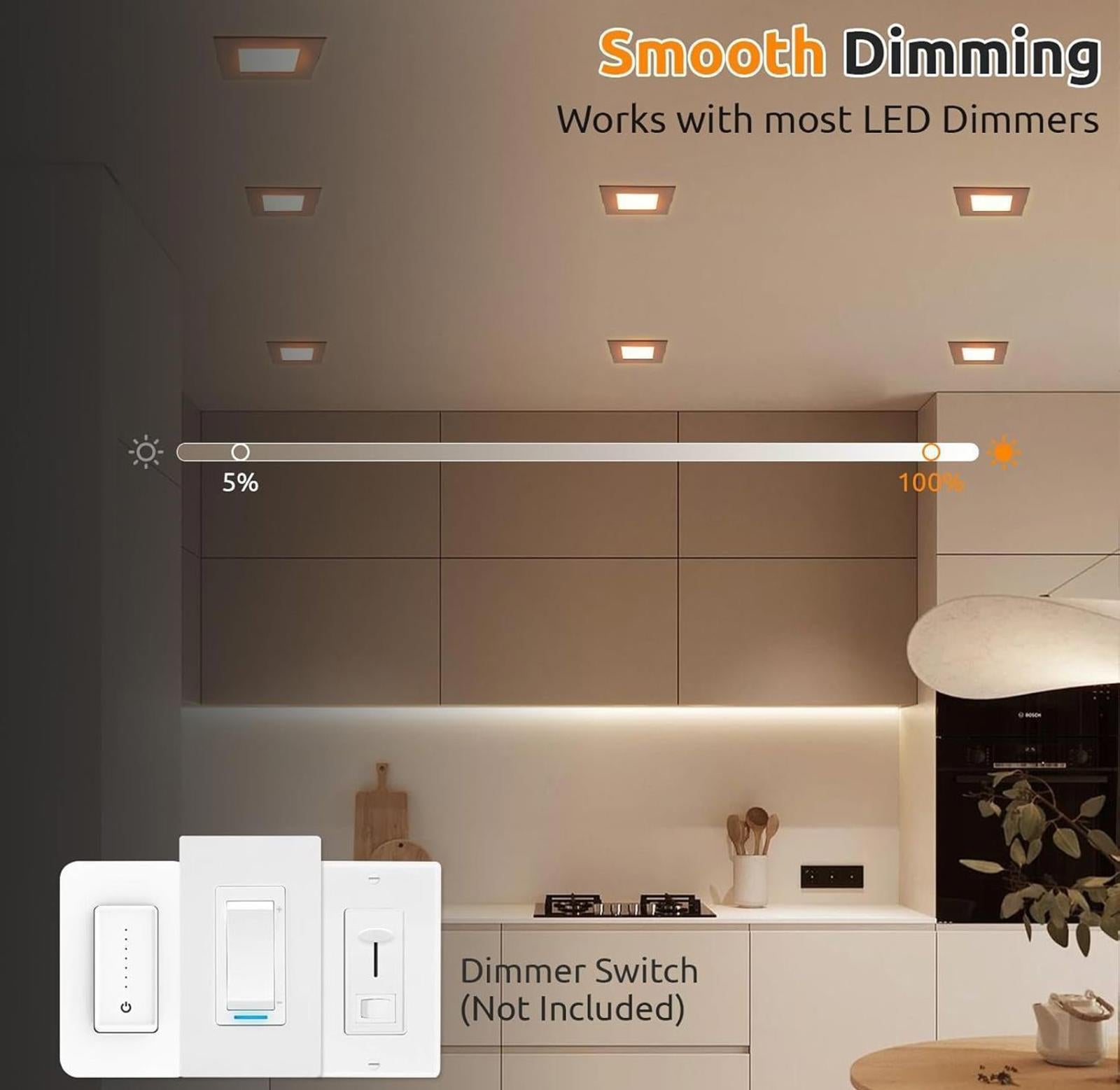 (NEW $149.99) 12-Pack 6″ Square 5CCT Ultra-Thin Dimmable LED Recessed Lights
