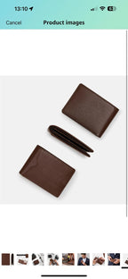 (New) Vegan Leather Brown Wallet Slim Bifold Front Pocket with Airtag Pouch