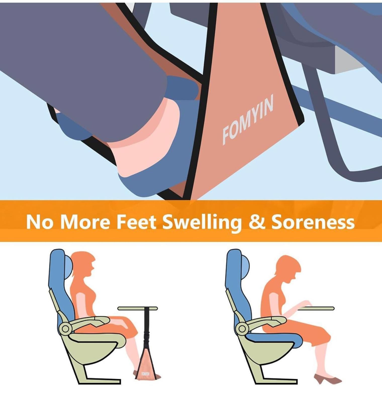 (NEW, MSRP $21.99) Airplane Memory-Foam Travel Footrest Hammock, Portable