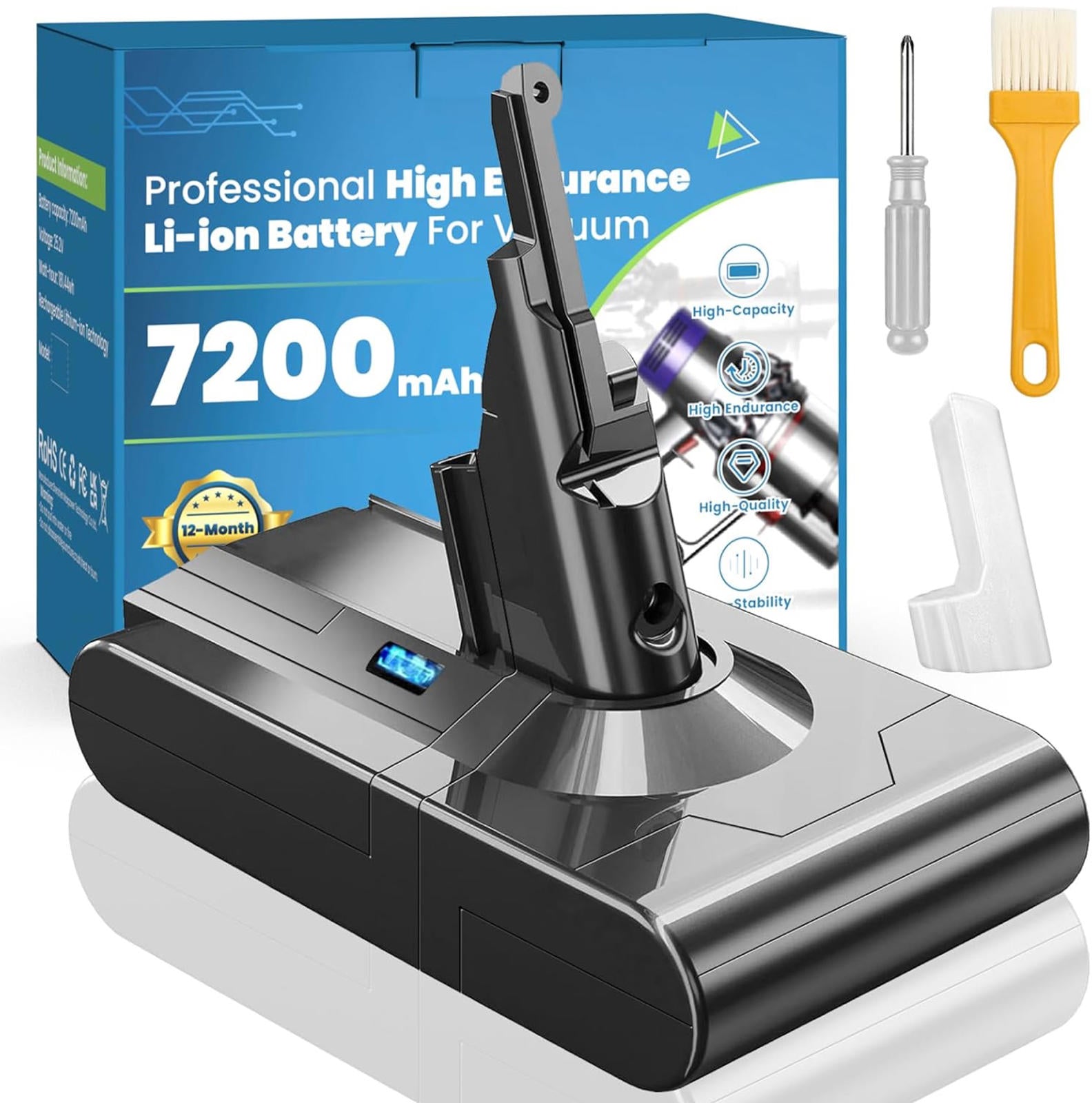 (MSRP $34.79) OHZHAO 25.2V 7200mAh Li-ion Battery for Dyson V8 - Smart-Protected