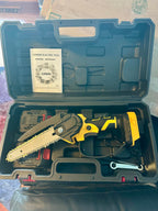 (NEW MSRP $59.99) De Jiang 6” Lithium Electric Chainsaw with 2 Batteries