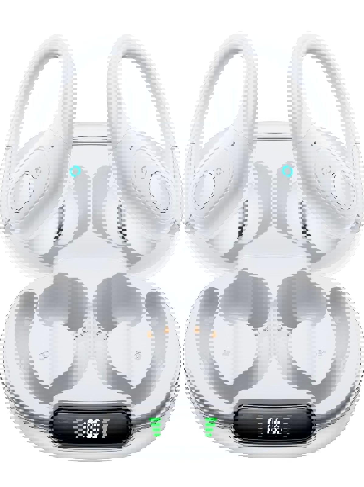 (NEW $49.99) White Wireless Earbuds, Running/Cycling u0026 LED Charge Case