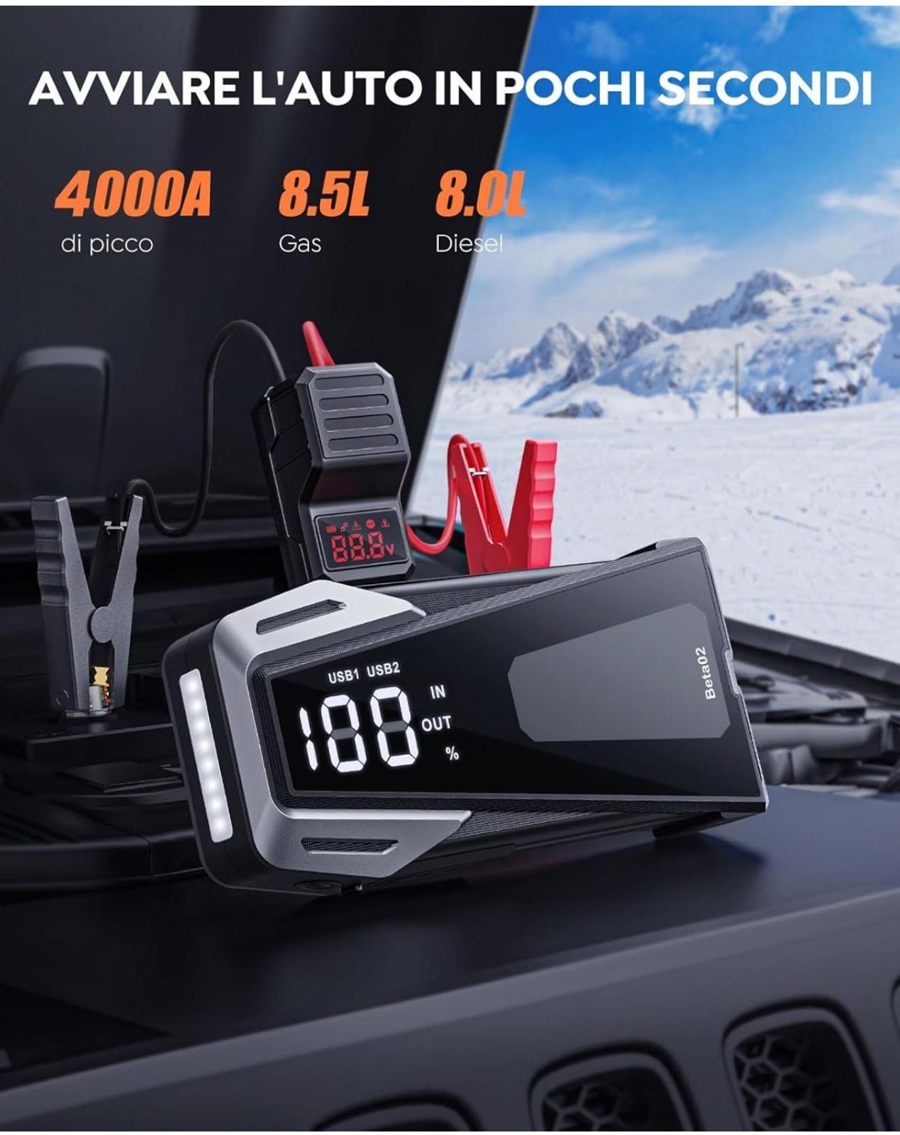 (NEW MSRP $69.99) Car Battery Jump Starter 6000A (8.5L Gas/8.0L Diesel)