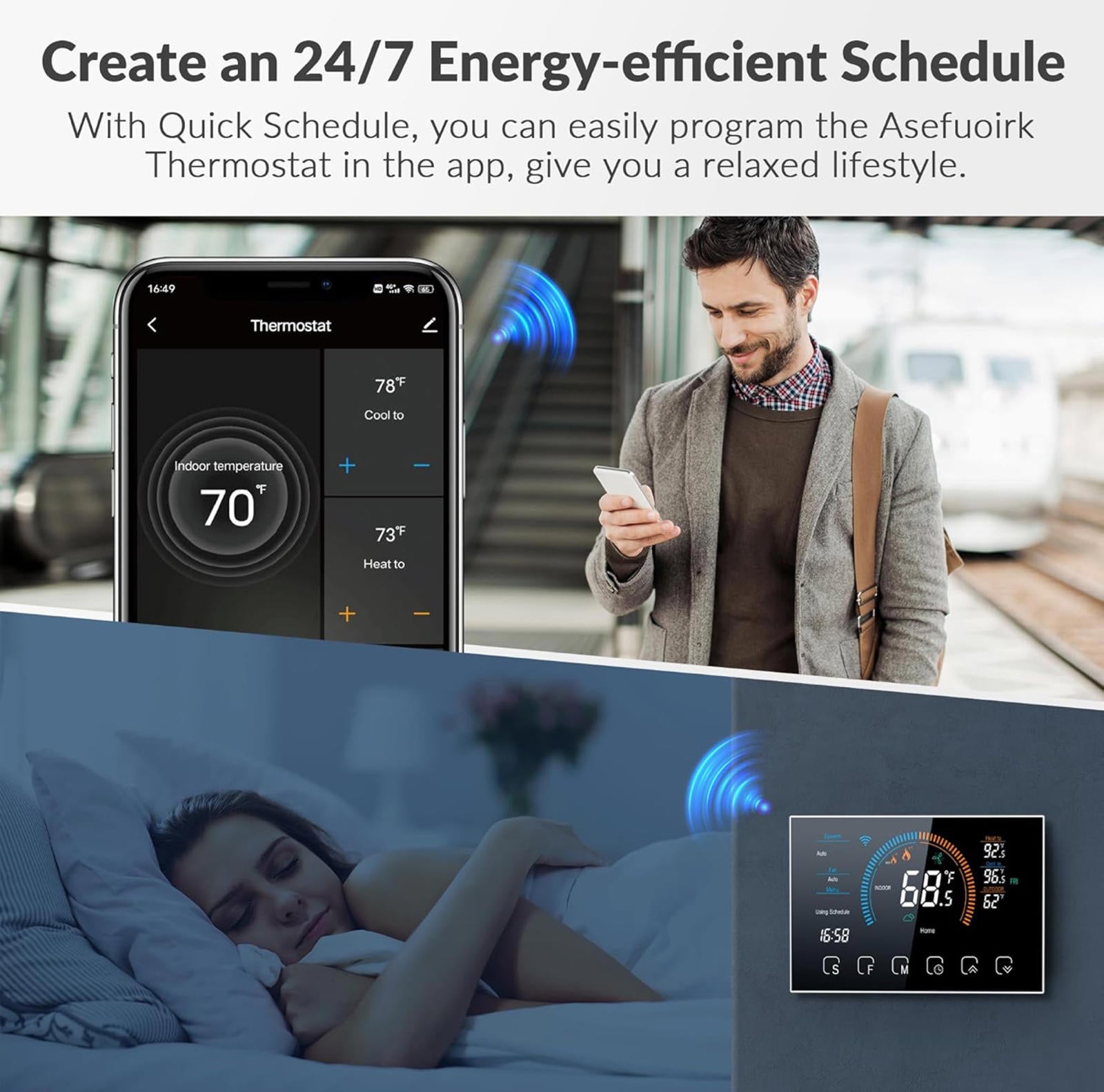 (MSRP $139.99) NBONEBS BHP‑8000c Wi‑Fi Smart Thermostat Touchscreen