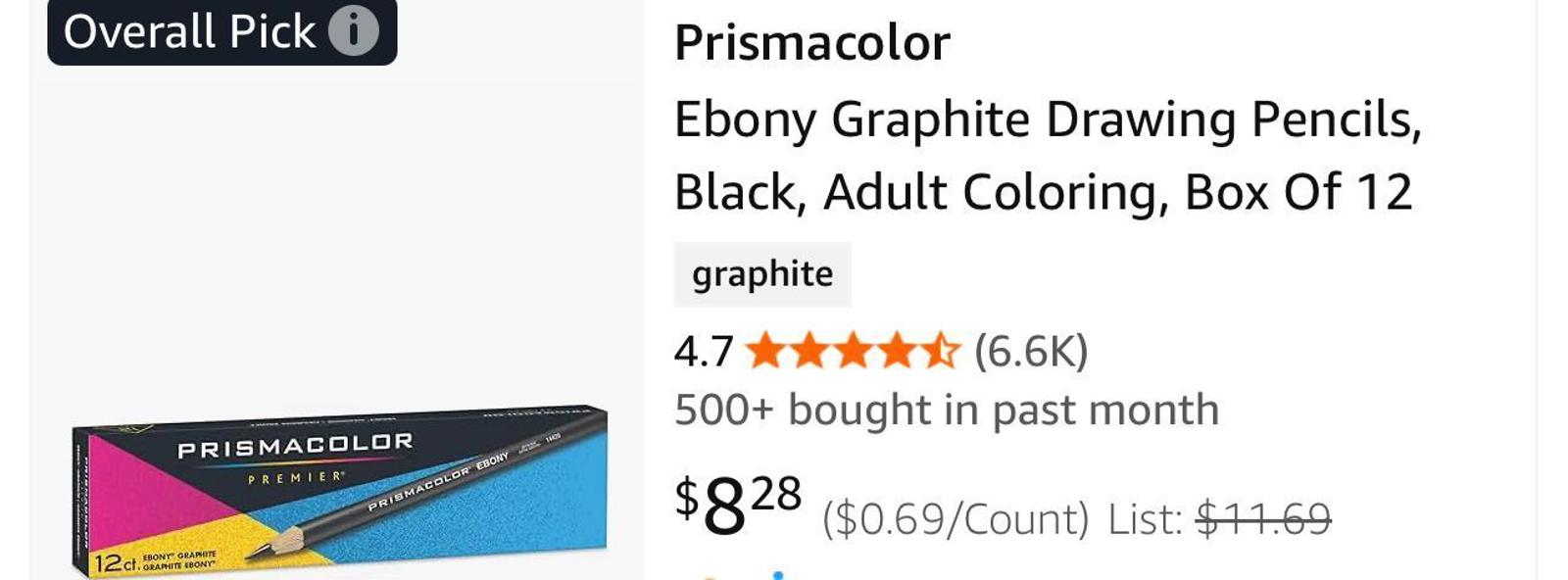 (MSRP $59.95) 6 packs of 12 (72) Prismacolor Premier Ebony Graphite Art Pencil