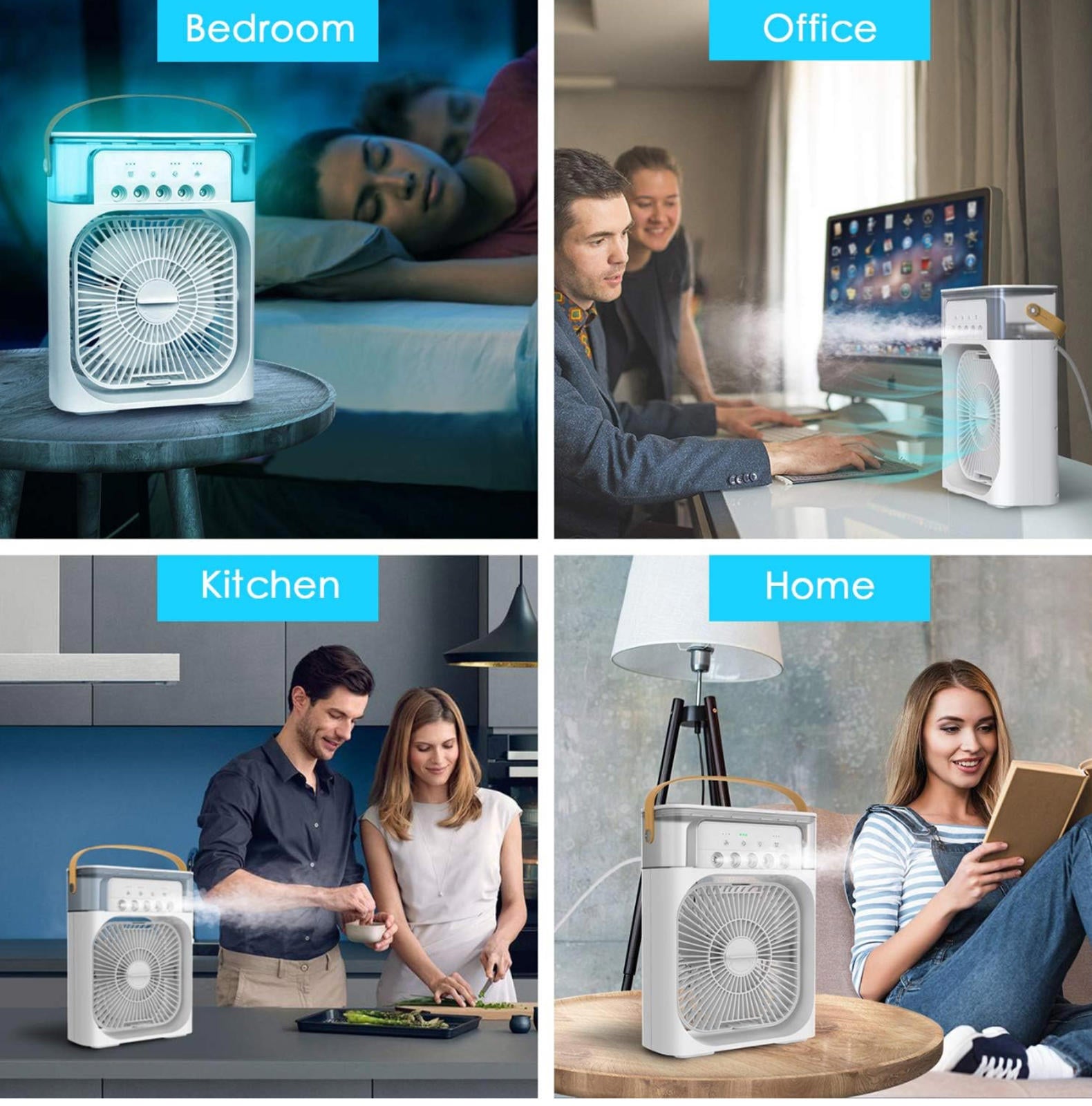(MSRP $39.99) NTMY Mini Evaporative Air Cooler & Humidifier – LED & USB