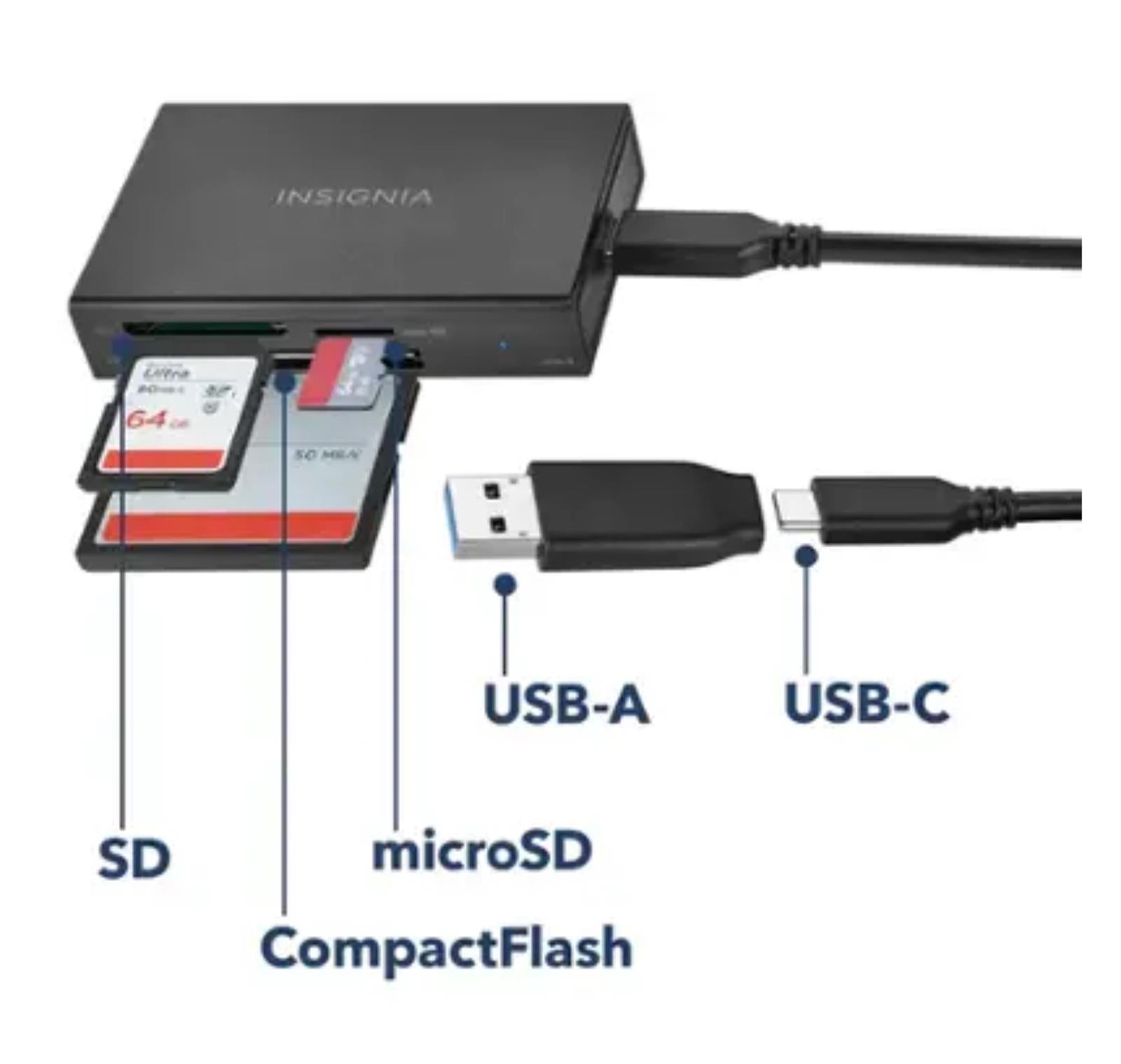 (MSRP $34.99) Insignia USB-C to SD, microSD & CompactFlash Memory Card Reader