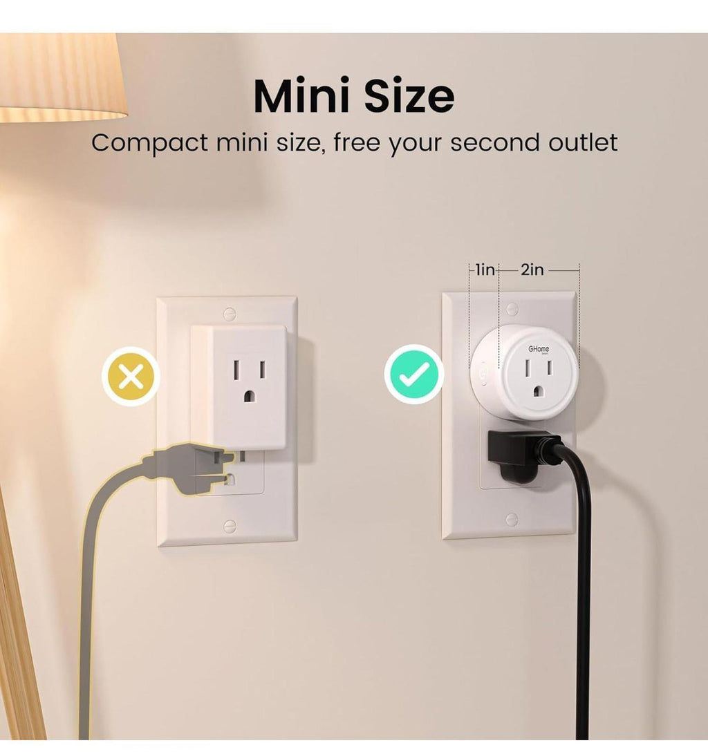 (NEW MSRP $26.39) GHome Smart Mini Plug 4-Pack, WiFi Outlet, Alexa & Google Home