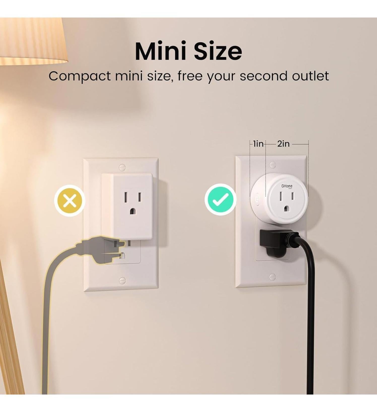 (NEW MSRP $26.39) GHome Smart Mini Plug 4-Pack, WiFi Outlet, Alexa & Google Home