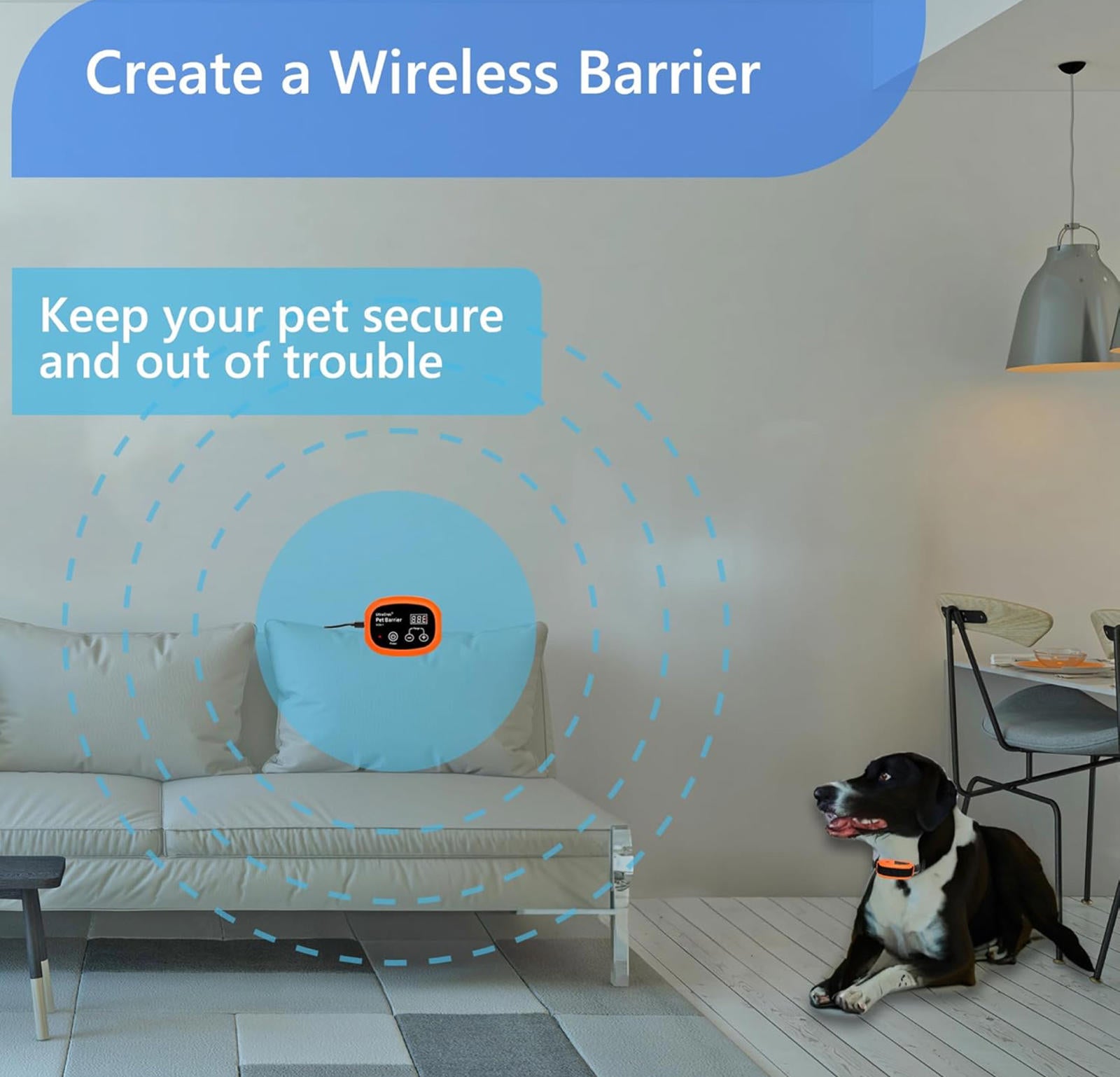 (MSRP $69.99) Wireless Indoor Pet Barrier System – Waterproof, Rechargeable