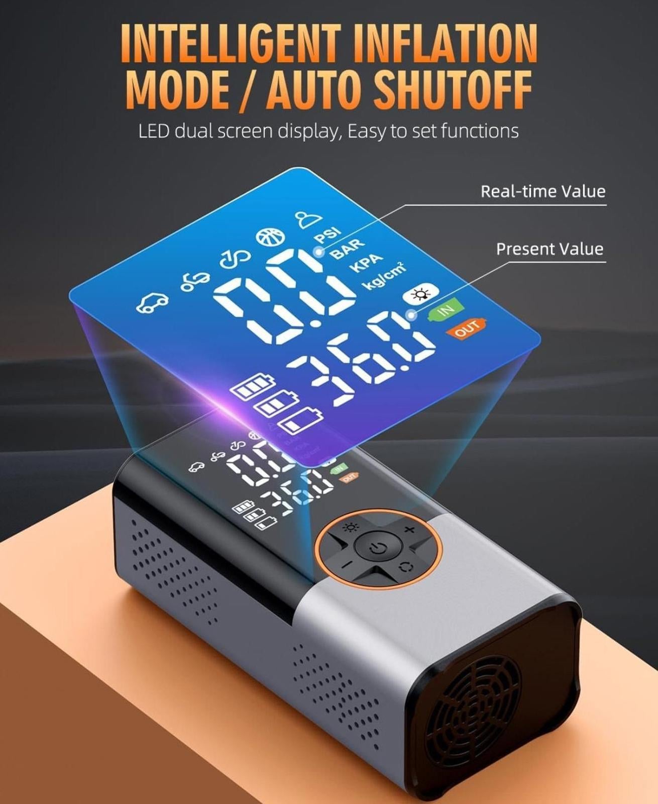 (MSRP $49.99) Tire Inflator, 2× Faster Cordless & 25,000 mAh Battery Power Bank
