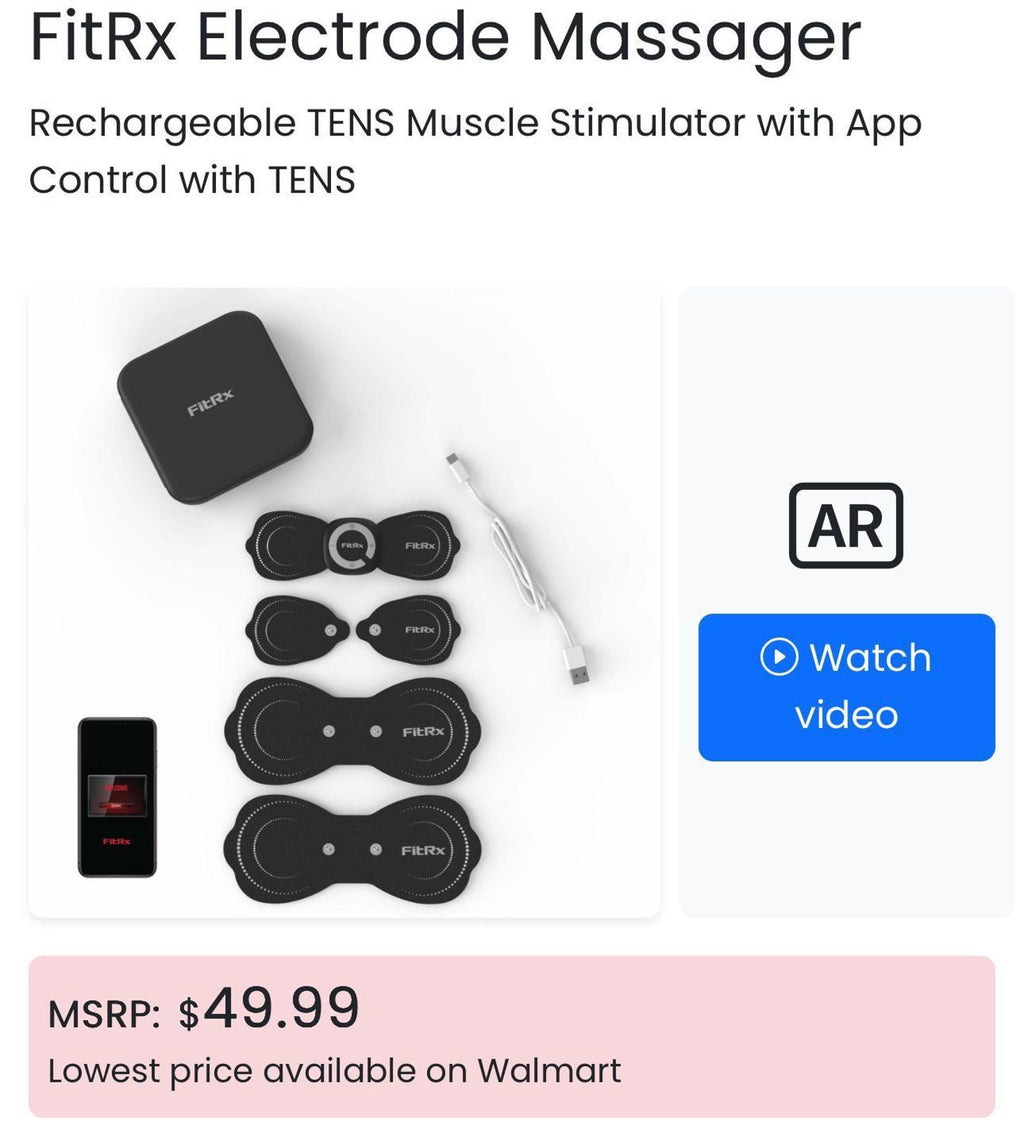(NEW MSRP $50) FitRx Electrode Massager TENS Muscle Stimulator with App Control