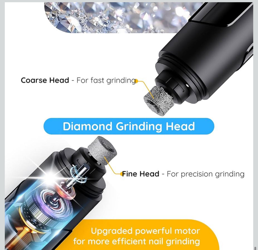 (NEW MSRP $19.99) Bonve Pet Nail Grinder – 2 Speeds, USB Rechargeable, 3 Ports