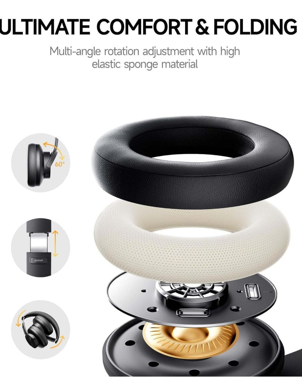 (NEW, MSRP 49.99) BT Headphones – 20H Playtime, 3 EQ Modes, Low Latency Over-Ear