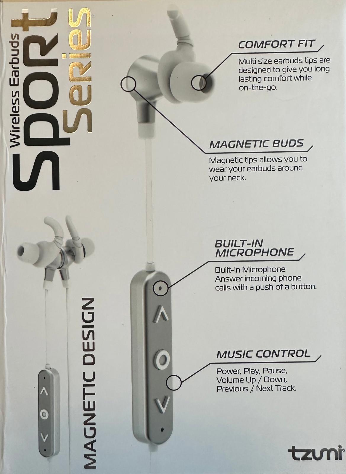 (NEW, MSRP $25) Tzumi Bluetooth Wireless Sport Series Magnetic Earbuds