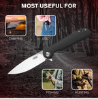 (MSRP $39.99) Firebird Ganzo FH41S-BK Folding Knife, D2 Steel Blade, G10 Handle