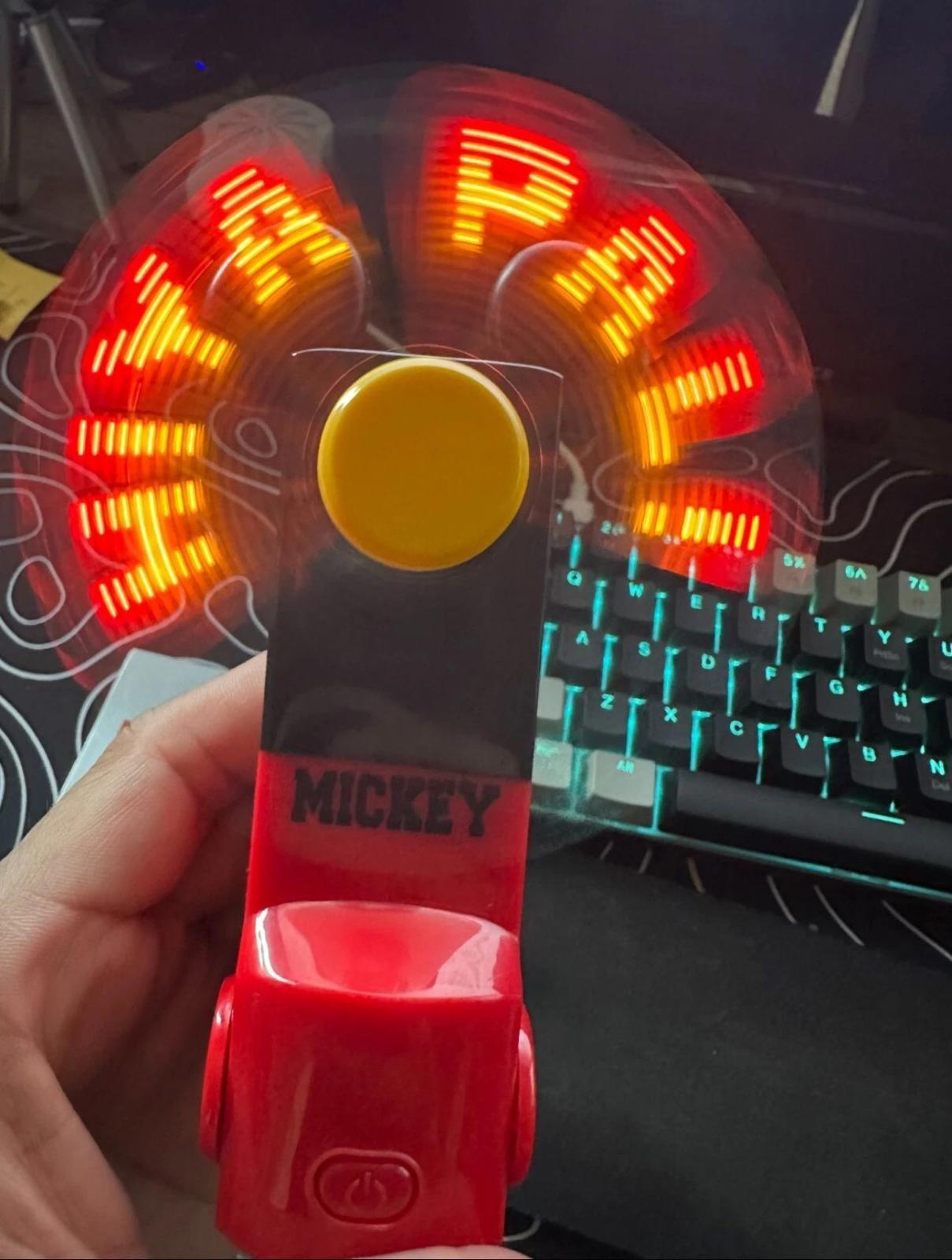 (NEW $33.99) Disney store Mickey Mouse handheld portable light-up message fan