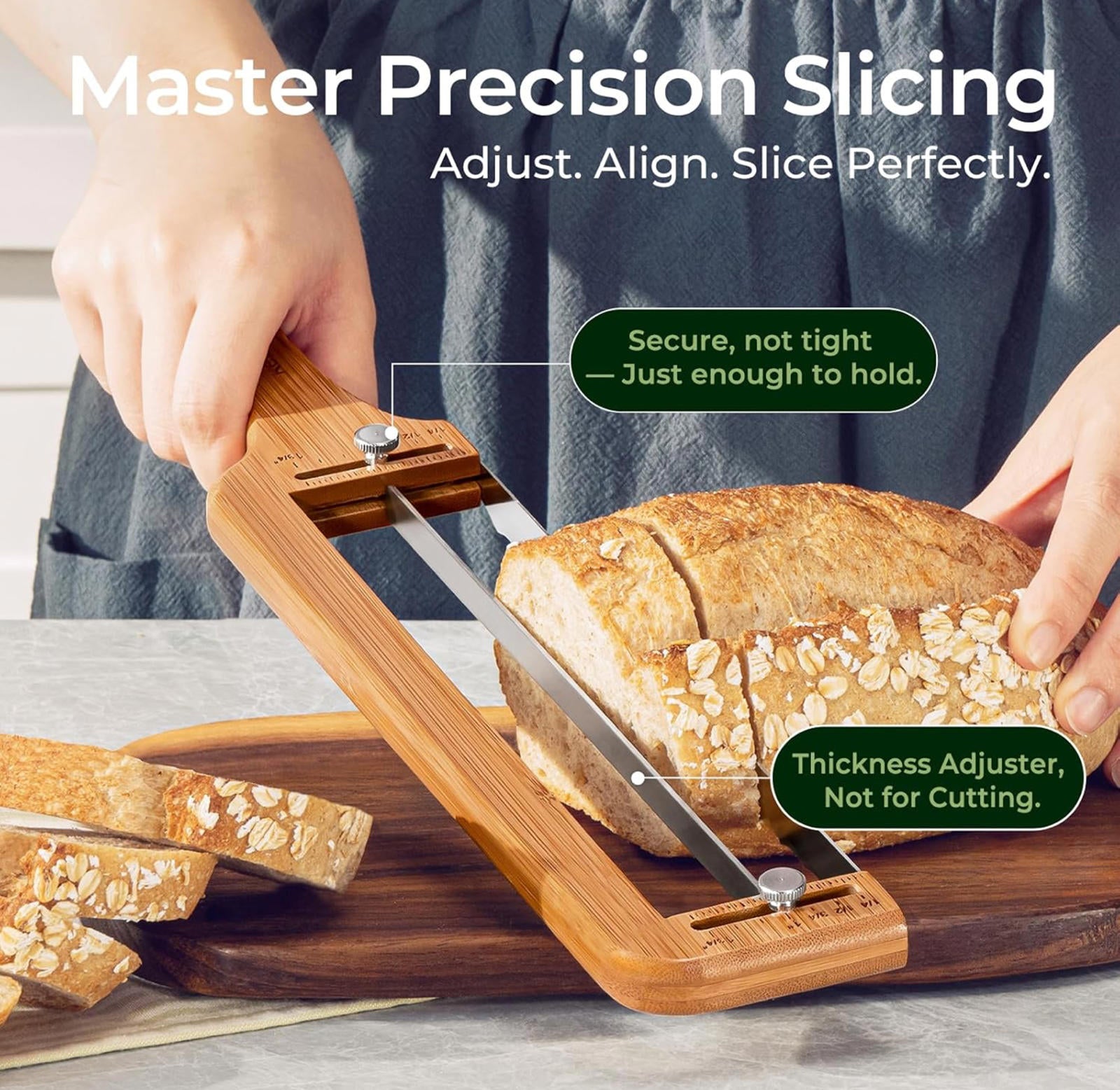 (NEW MSRP $39.99) Keechee Adjustable Bread Slicer Bread Knife 9″ Serrated Blade
